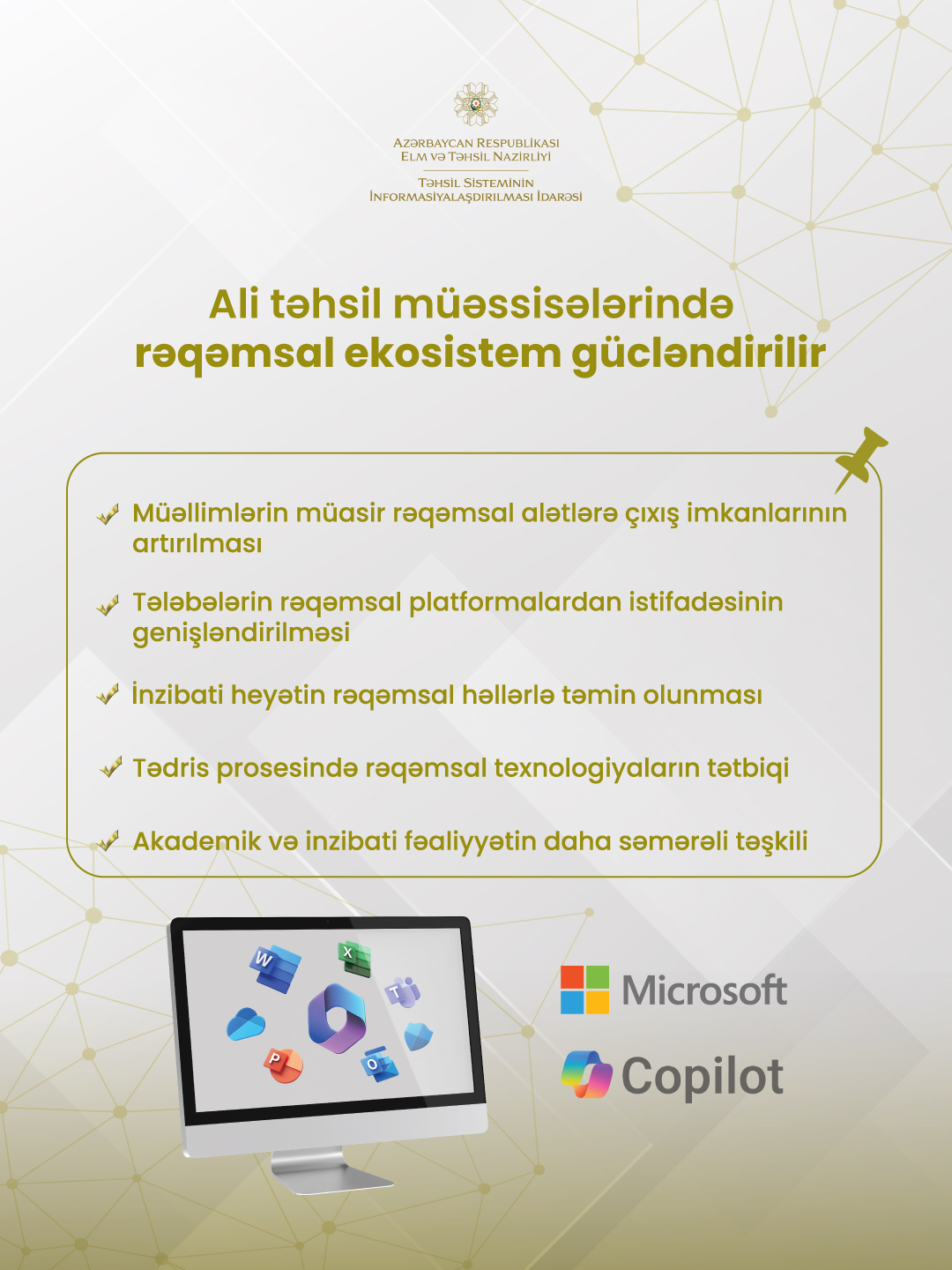 Elm və Təhsil Nazirliyi və Microsoft ali təhsil müəssisələrində rəqəmsal alətlərə çıxışı genişləndirir